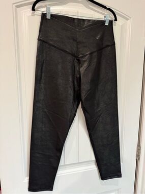OFFLINE by Aerie Faux Leather Leggings XL Short Black High Rise Shine
